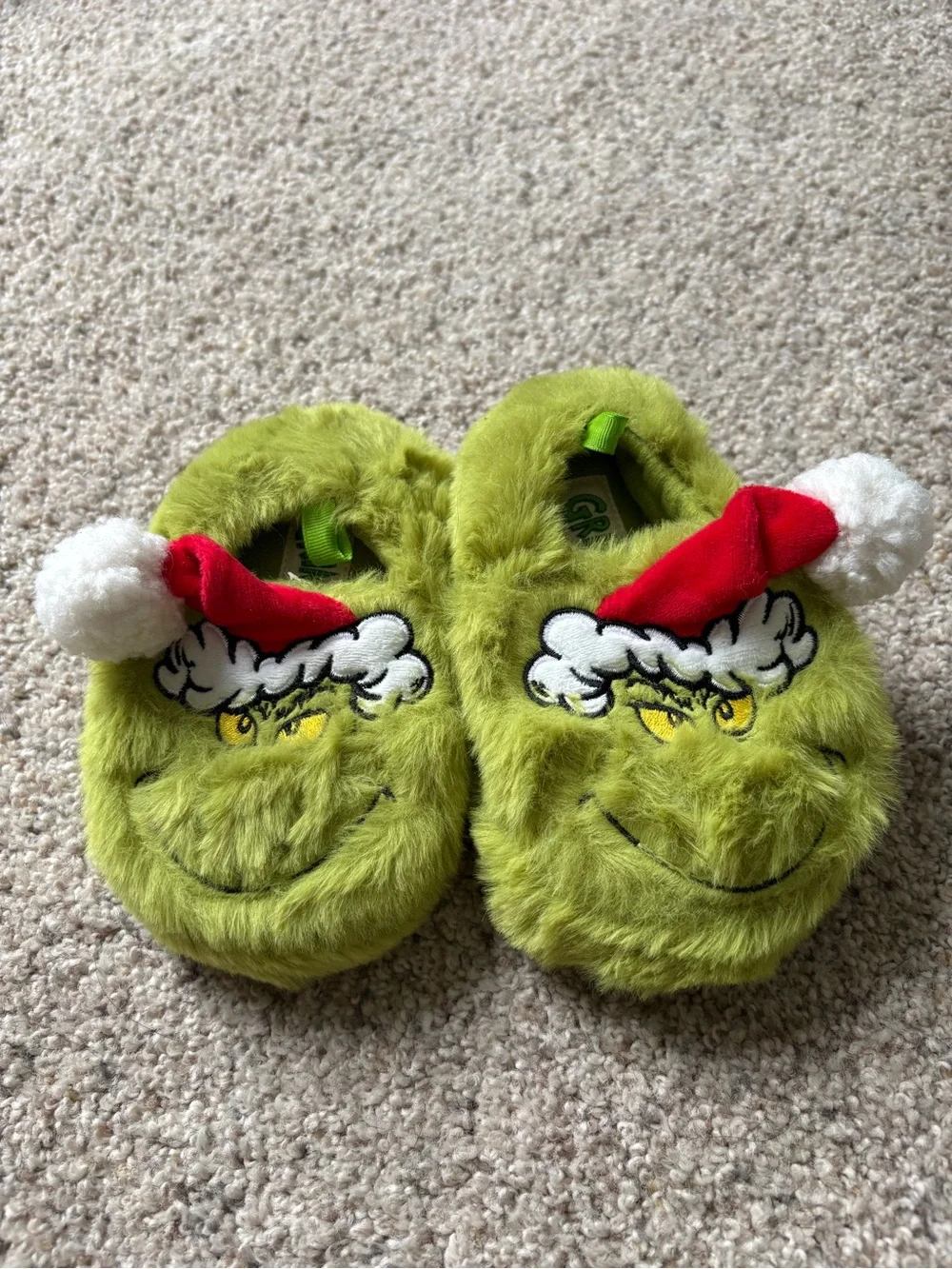 The Grinch Santa Hat Christmas Holiday Kids Slippers Toddler 5T